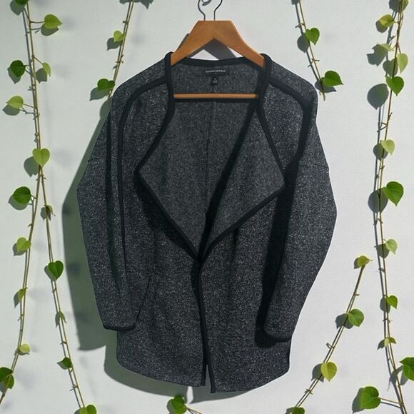 Banana Republic Cardigan Women’s Small Gray Open Front Longline Sweater Jacket - Picture 1 of 7